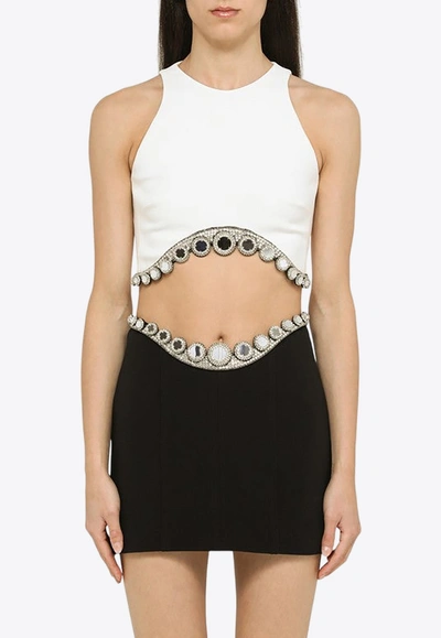 David Koma Women's Circle-embellished Crop Top In White