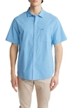 Tommy Bahama Nova Wave Stretch Short Sleeve Seersucker Button-up Shirt In Infinity Pool