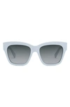 Celine Triomphe 55mm Round Sunglasses In Shiny Light Blue