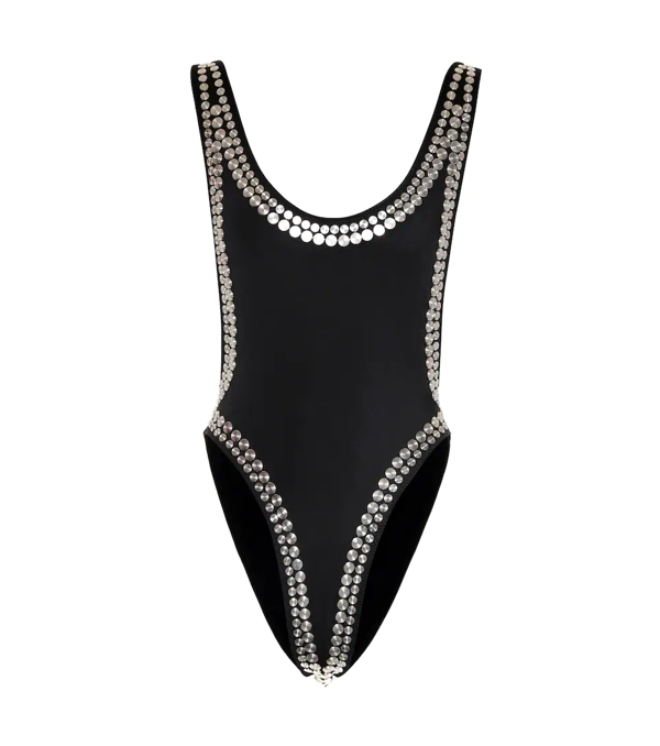 Norma Kamali Marissa Metallic Studded One-piece Swimsuit In Black ...