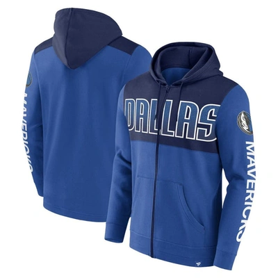 Fanatics Men's  Branded Blue, Navy Dallas Mavericks Skyhook Colorblock Full-zip Hoodie In Blue,navy