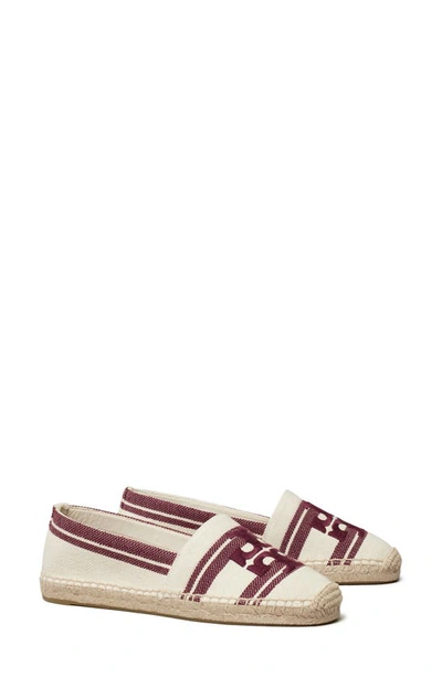 Tory Burch Logo Jacquard Espadrille Flat In Ash White/vino