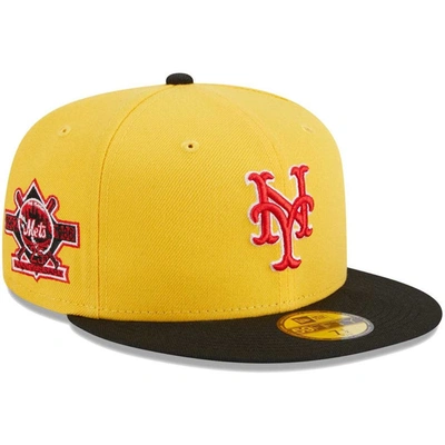 New Era Men's  Yellow, Black New York Mets Grilled 59fifty Fitted Hat In Yellow,black