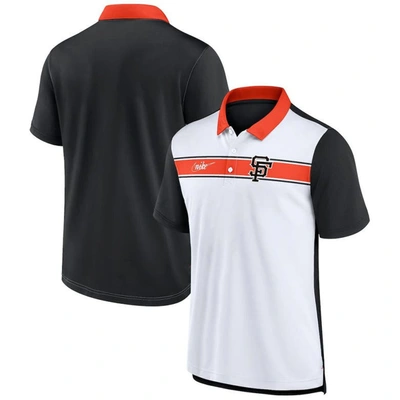 Nike Men's  White, Black San Francisco Giants Rewind Stripe Polo Shirt In White,black