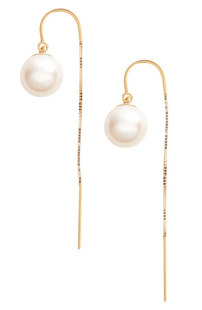 Poppy Finch Pearl Threader Earrings In 14kyg