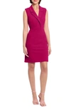 Donna Morgan Tuxedo Sleeveless Sheath Dress In Fierce Magenta