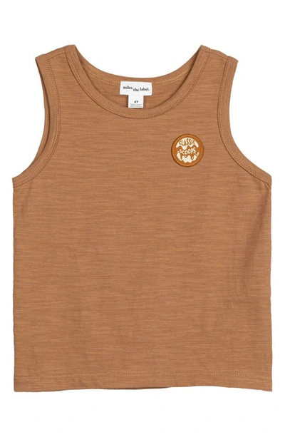 Miles The Label Kids' Classic Scoops Patch Organic Cotton Tank In Camel