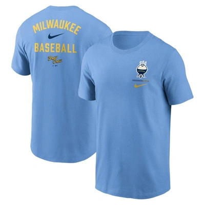 Nike Light Blue Milwaukee Brewers City Connect 2-hit T-shirt
