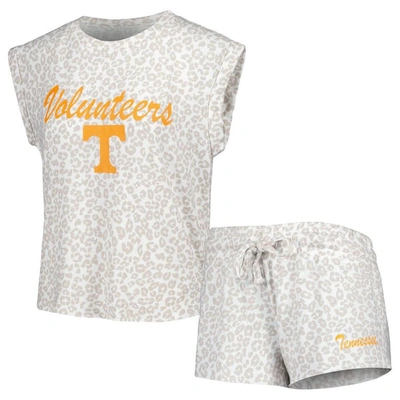 Concepts Sport Women's  Cream Tennessee Volunteers Montana T-shirt And Shorts Sleep Set