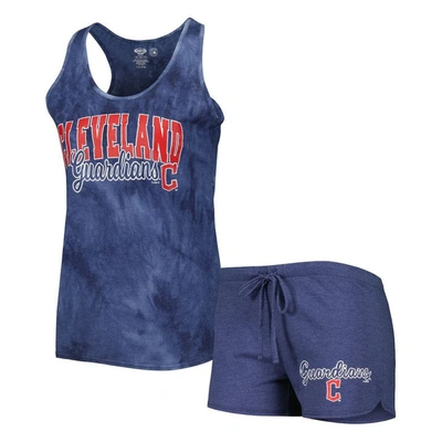 Concepts Sport Women's  Navy Cleveland Guardians Billboard Racerback Tank And Shorts Sleep Set