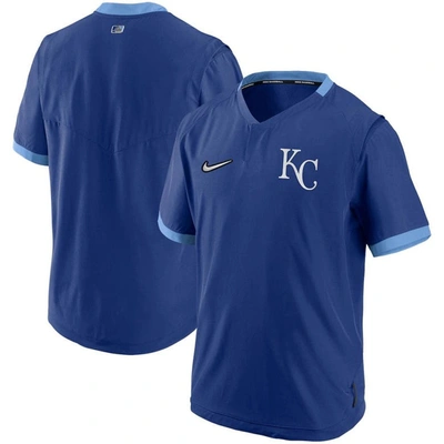 Nike Men's  Royal And Light Blue Kansas City Royals Authentic Collection Short Sleeve Hot Pullover Ja In Royal,light Blue