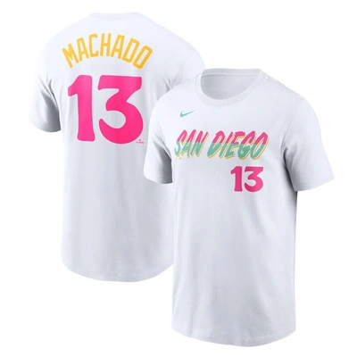 Nike Men's  Manny Machado White San Diego Padres City Connect Name And Number T-shirt