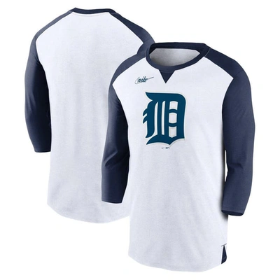 Nike Men's  White, Navy Detroit Tigers Rewind 3/4-sleeve T-shirt In White,navy