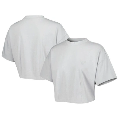 Lusso Grey Chicago Bulls Nola Faded Tonal Cropped T-shirt
