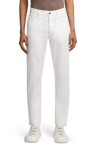 Zegna Garment-dyed Tapered Jeans In White