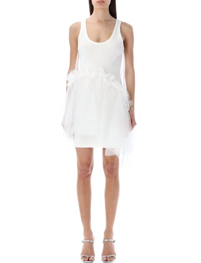 Msgm Tulle Detailed Sleeveless Dress In White