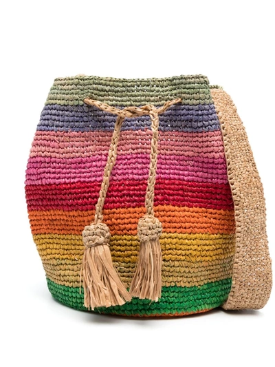 Manebi Summer 2.5 Raffia Bucket Bag In Multicolor