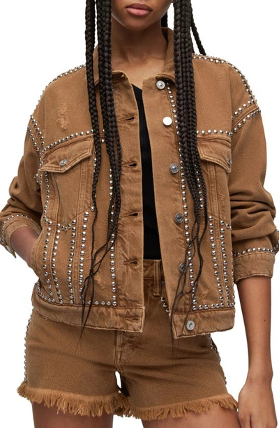 Allsaints Bella Studded Jacket In Light Brown