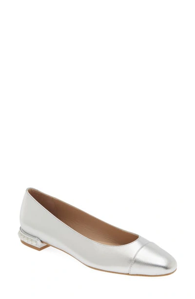 Stuart Weitzman Women's Pearl Slip On Cap Toe Flats In Silver