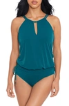 Magicsuit Susan Keyhole Skirted One-piece Swimsuit In Peacock