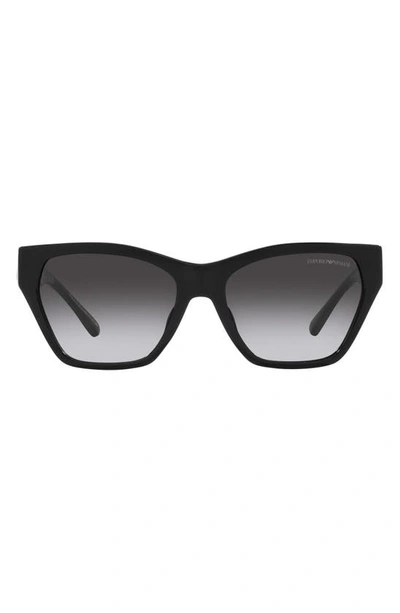 Emporio Armani 55mm Gradient Cat Eye Sunglasses In Shiny Black