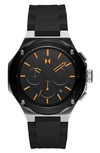 Mvmt Watches Raptor Chronograph Silicone Strap Watch, 46.5mm In Black