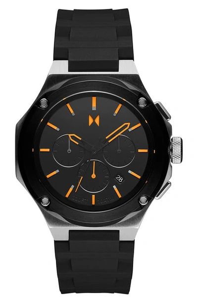 Mvmt Watches Raptor Chronograph Silicone Strap Watch, 46.5mm In Black