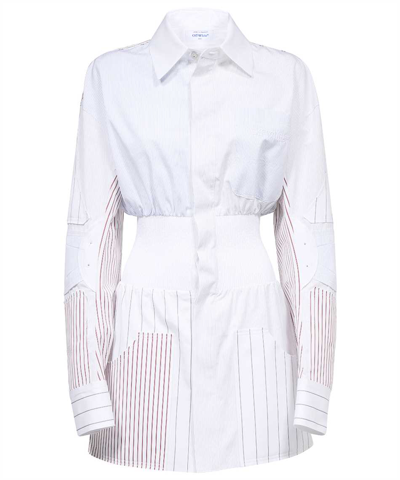 Off-white Motorcycle Long-sleeved Shirt Dress In White
