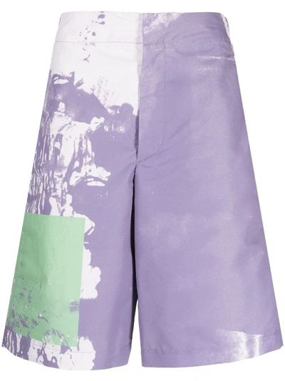 Oamc Abstract-print Bermuda Shorts In Violett