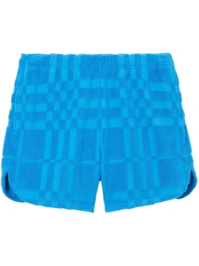 Burberry Check-pattern Above-knee Length Shorts In Bright Cerulean Blue