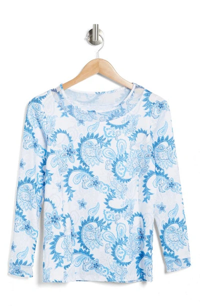 Gottex Mesh Long Sleeve Activewear Top In Hippie Paisley ModeSens