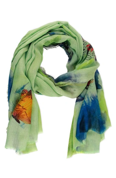 Saachi Lightweight Fly Away Butterfly Scarf In Green