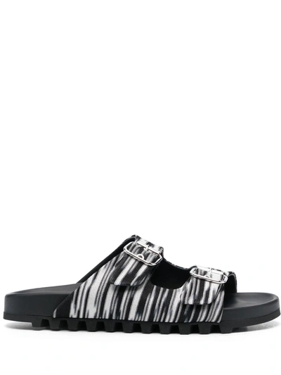 Missoni Double-buckle Knitted Slides In Black