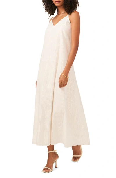 Vince Camuto Metallic Stripe Cotton Maxi Dress In New Ivory