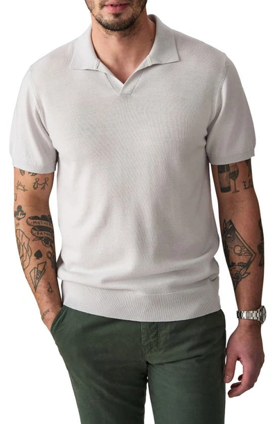 Good Man Brand Merino Wool Polo Jumper In Oatmeal