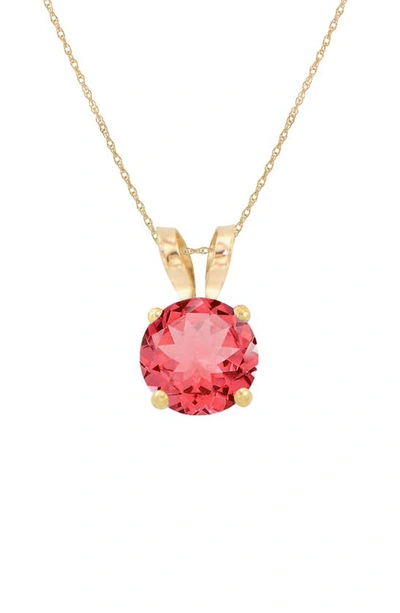 Candela Jewelry 10k Yellow Gold Created Gemstone Pendant Necklace In Red