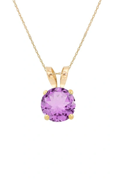 Candela Jewelry 10k Yellow Gold Created Alexandrite Pendant Necklace In Purple
