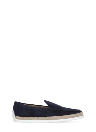 Tod's Blue Slipper With Blunt Tip In Neutrals