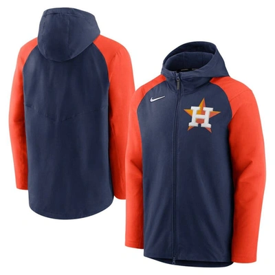 Nike Men's Navy, Orange Houston Astros Authentic Collection Full-zip Hoodie Performance Jacket In Navy,orange