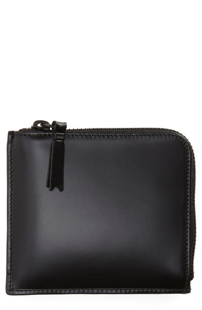 Comme Des Garçons Leather Half Zip Wallet In Black