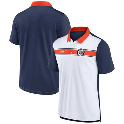 Nike Men's  White, Navy Detroit Tigers Rewind Stripe Polo Shirt In White,navy