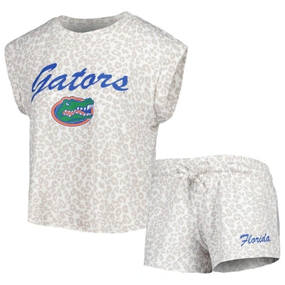 Concepts Sport Women's  Cream Florida Gators Montana T-shirt And Shorts Sleep Set