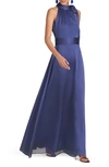 Sachin & Babi Kayla Halter Gown In Deep Cobalt