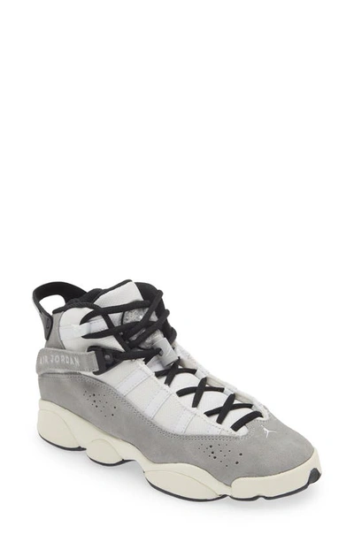 Nike Kids' Jordan 6 Rings High Top Sneaker In Smoke Grey/ White/ Black/ Sail