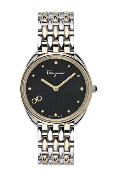 Ferragamo Cuir Watch, 34mm In Two Tone