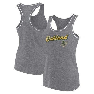Fanatics Branded Heather Gray Oakland Athletics Wordmark Logo Racerback Tank Top