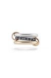 Spinelli Kilcollin Libra Mx Linked Pavé Diamond Rings In Yellow Gold/ Silver