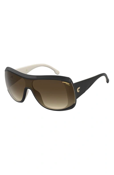 Carrera Eyewear 99mm Gradient Shield Sunglasses In Black White/ Brown Gradient