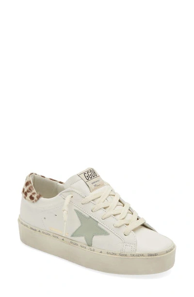 Golden Goose Hi Star Platform Sneaker In White/ Gray/ Leopard