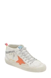 Golden Goose Mid Star Sneaker In White/ Orange
